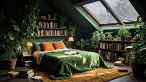 【雨景】满是绿植的阁楼卧室