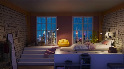 安静的雨天房间