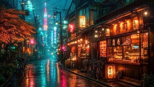 城市雨夜街景