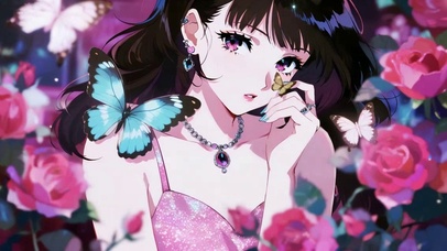 唯美花中蝴蝶少女