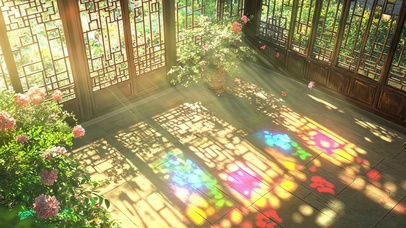 传统园林建筑唯美光影