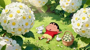 安静花丛午睡-蜡笔小新