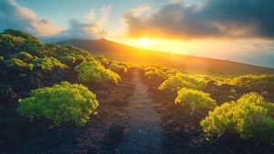 落日火山岛小径