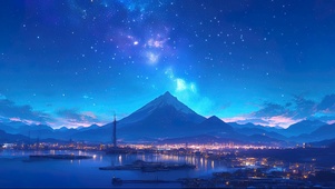 纯净星夜都市海港夜景