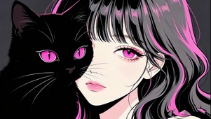 猫咪给予的松弛感少女
