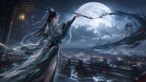 月夜挥墨古风仙侠少女