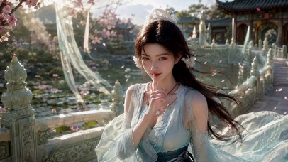 古风庭院清冷仙气美人
