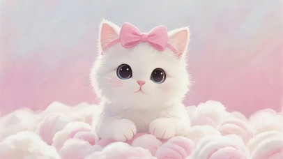 甜美可爱的白色小猫