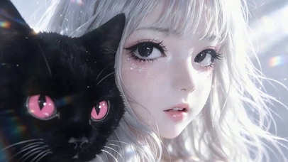 女孩猫咪