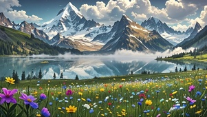 草地雪景