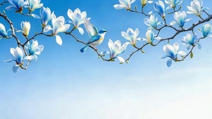 玉兰栖翠鸟