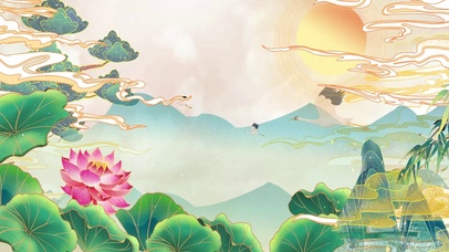 中国风荷花背景