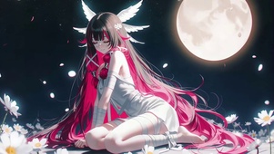 月夜长发女孩哥伦比娅