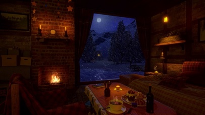 壁炉小屋风雪夜