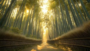 静谧夏日阳光禅意竹林