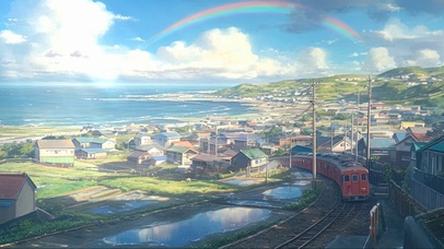 蓝天彩虹海岛小镇列车