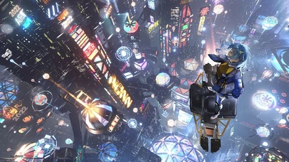 赛博城市高空少女