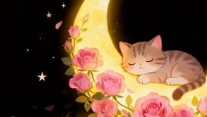 夜景猫咪带鱼屏
