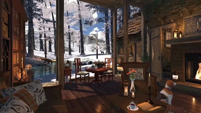 冬季森林小屋暴风雪