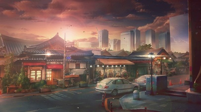 夕阳下城市