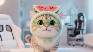 可爱的西瓜猫咪