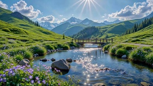 治愈清新山间溪流自然风景