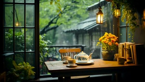 小院听雨