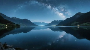 静谧星夜湖泊