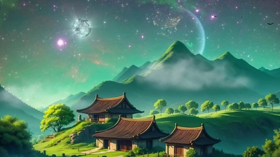 唯美治愈山川乡村夜景