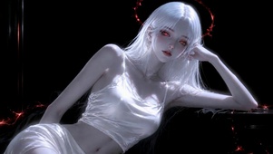 银发红眸酷飒二次元美少女