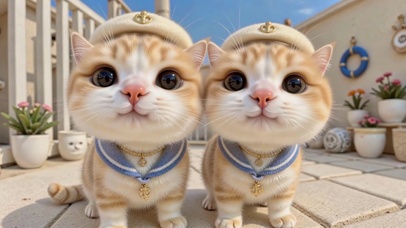 贝雷帽的水手小橘猫