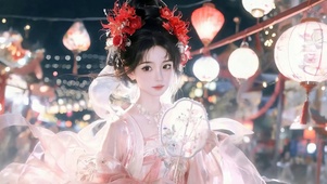古风赏灯笼女孩