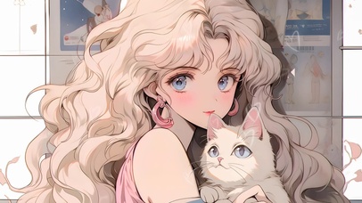 女孩与猫