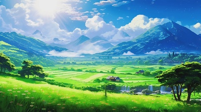 绿色护眼乡村美景