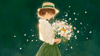 拿着鲜花女孩