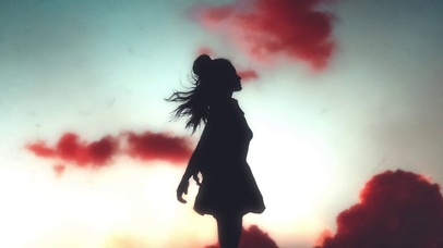 夕阳下的女孩