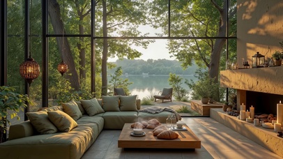 舒适阳光林间屋