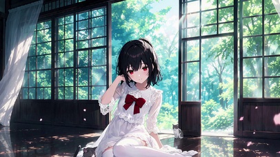 林间窗畔的白丝少女