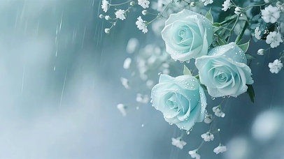 雨落浅蓝玫