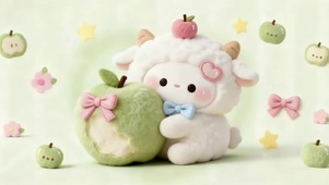 毛绒绒的小羊与青苹果