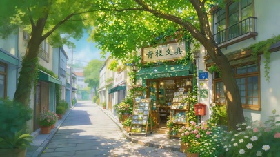 夏日绿荫小镇