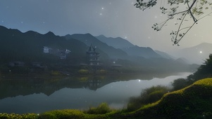 湖畔小岛