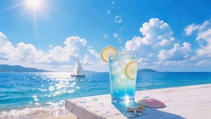 夏日海边柠檬水
