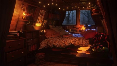 雨夜在露营车听着雨声入睡