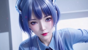清纯气质蓝发美少女