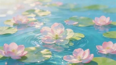小清新水面鲜花