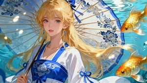 古风油纸伞金发美女