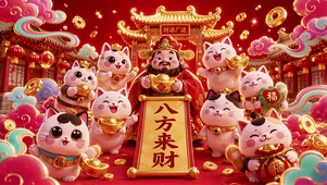 欢快招财猫 无缝循环