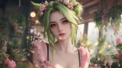 绿发美女