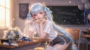 毕业季双马尾美少女今汐